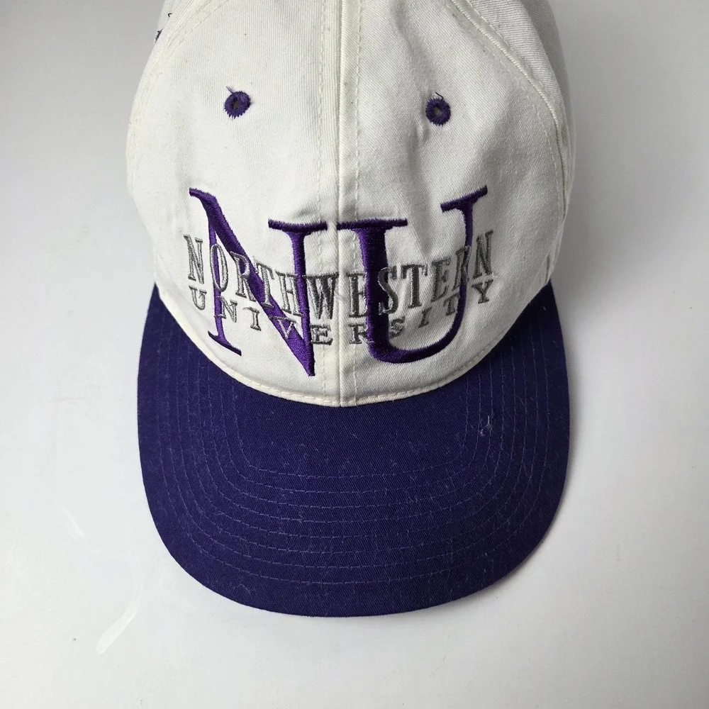 Vintage 90s Northwestern Wildcats College Football SnapBack Hat White Spell Out